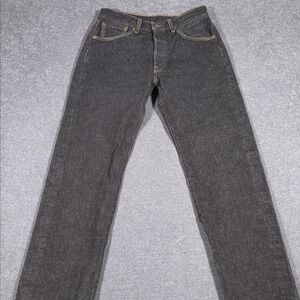 Levis Jeans Mens 30x32 501 Blue Original Straight Fit Dark Wash Black Grunge